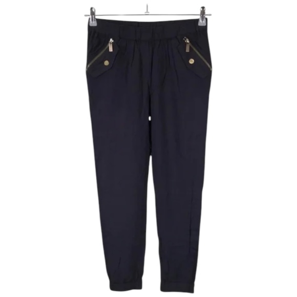 Michael Kors navy blue rayon lightweight zippered jogger pant. Sz.8 - Picture 1 of 15